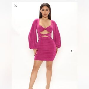 Fashion Nova Pink Bodycon Mini Dress with Sweetheart Neckline